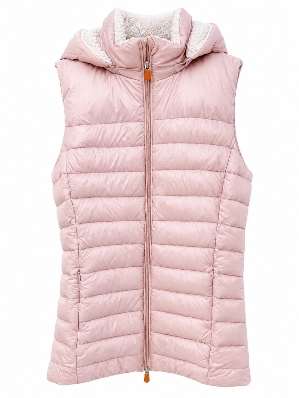 SAVE THE DUCK Women's Lightβ Pink Quilted Hooded Puffer Vest